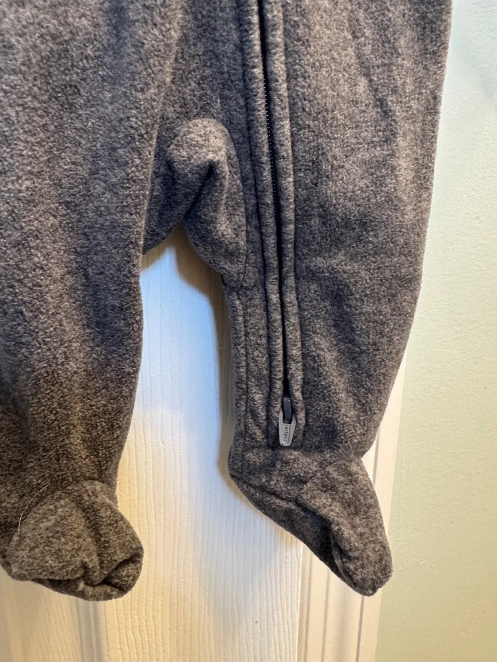 Carter's Dark Gray Penguin Fleece Footed One-Piece